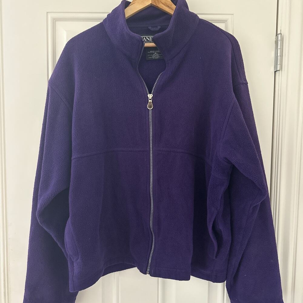 VINTAGE Lands End Jacket Men Medium Purple Fleece Coat Full Zip 90s‎ USA